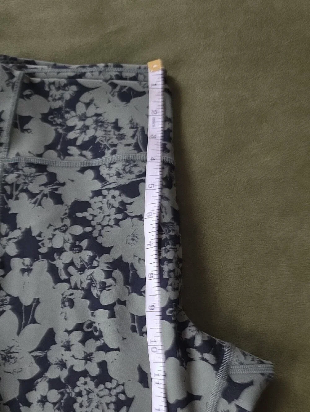 lululemon athletica Light Green And Black Floral High-Rise Leggings